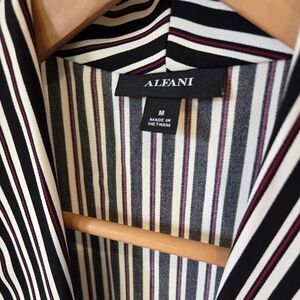 Alfani Multicolor Striped Jacket Black White Red Wine